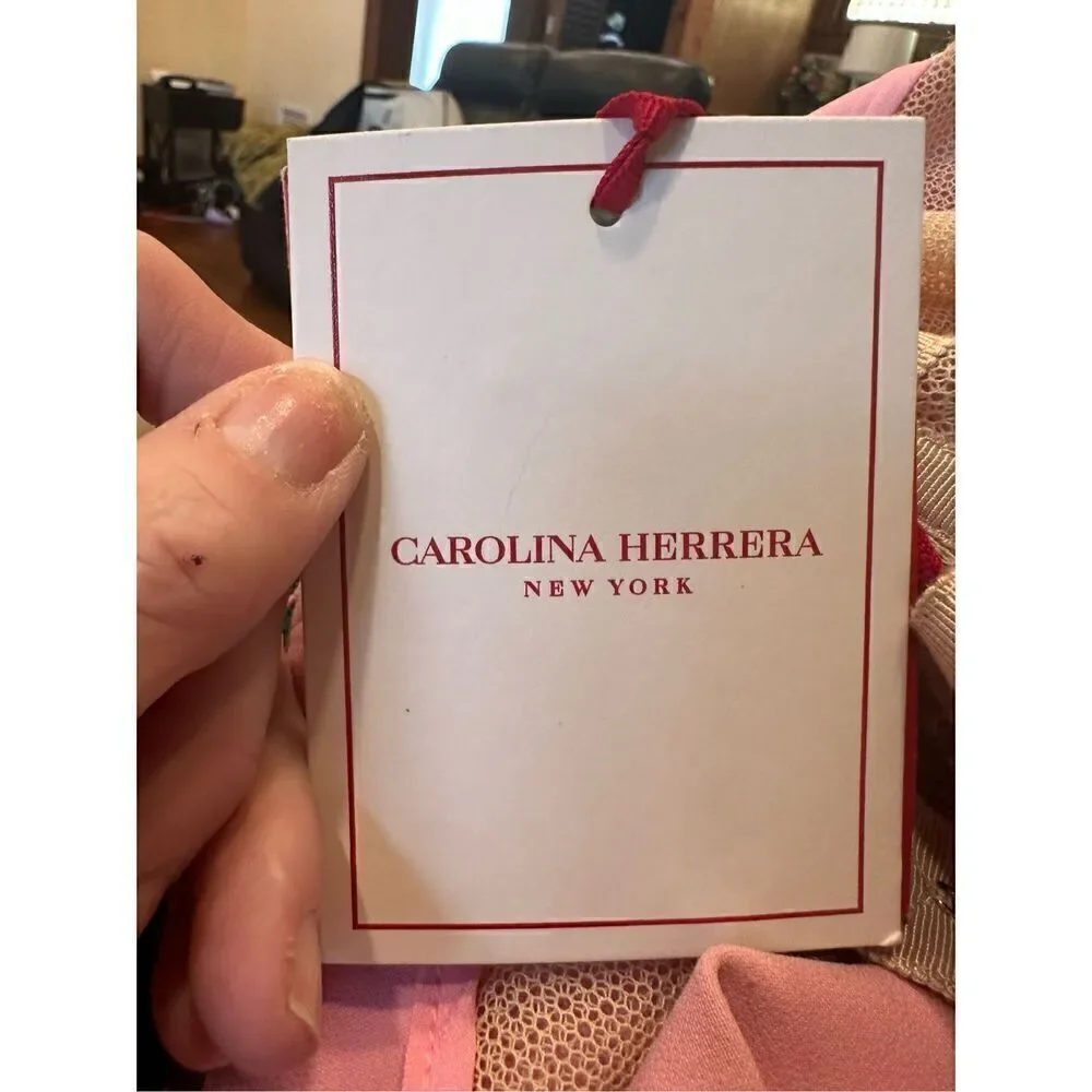 $4,490 Carolina Herrera Pink Strapless Heart Column Gown Size 8 - Picture 12 of 13
